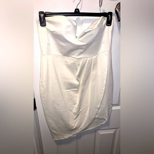 Off white strapless mini dress